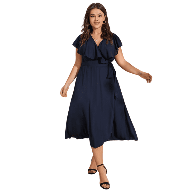 Vestido Midi Plus Size Babado – Vestte